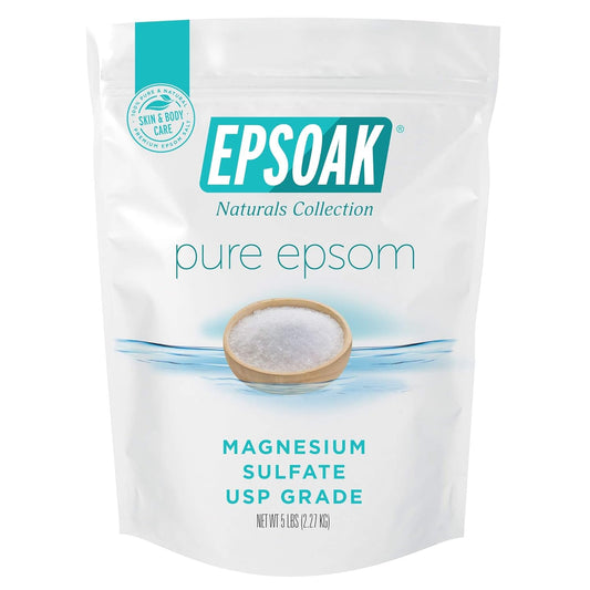 Epsom Salt 5 Lb. Magnesium Sulfate USP. Resealable Epsom Salt Bag Unscented, Made in the USA, Cruelty-Free Certified